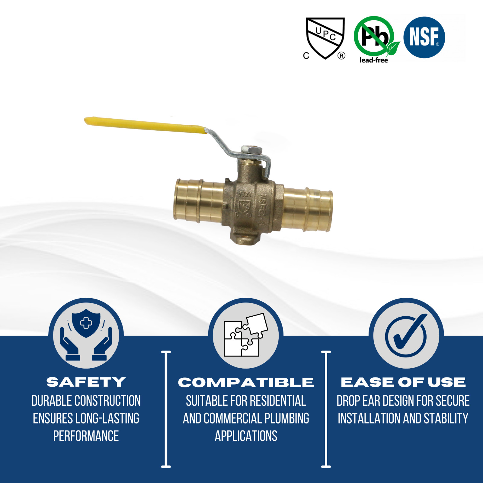 5 Pcs. 1″ Pex A Expansion Ball Valve with Drop Ear, Lead Free