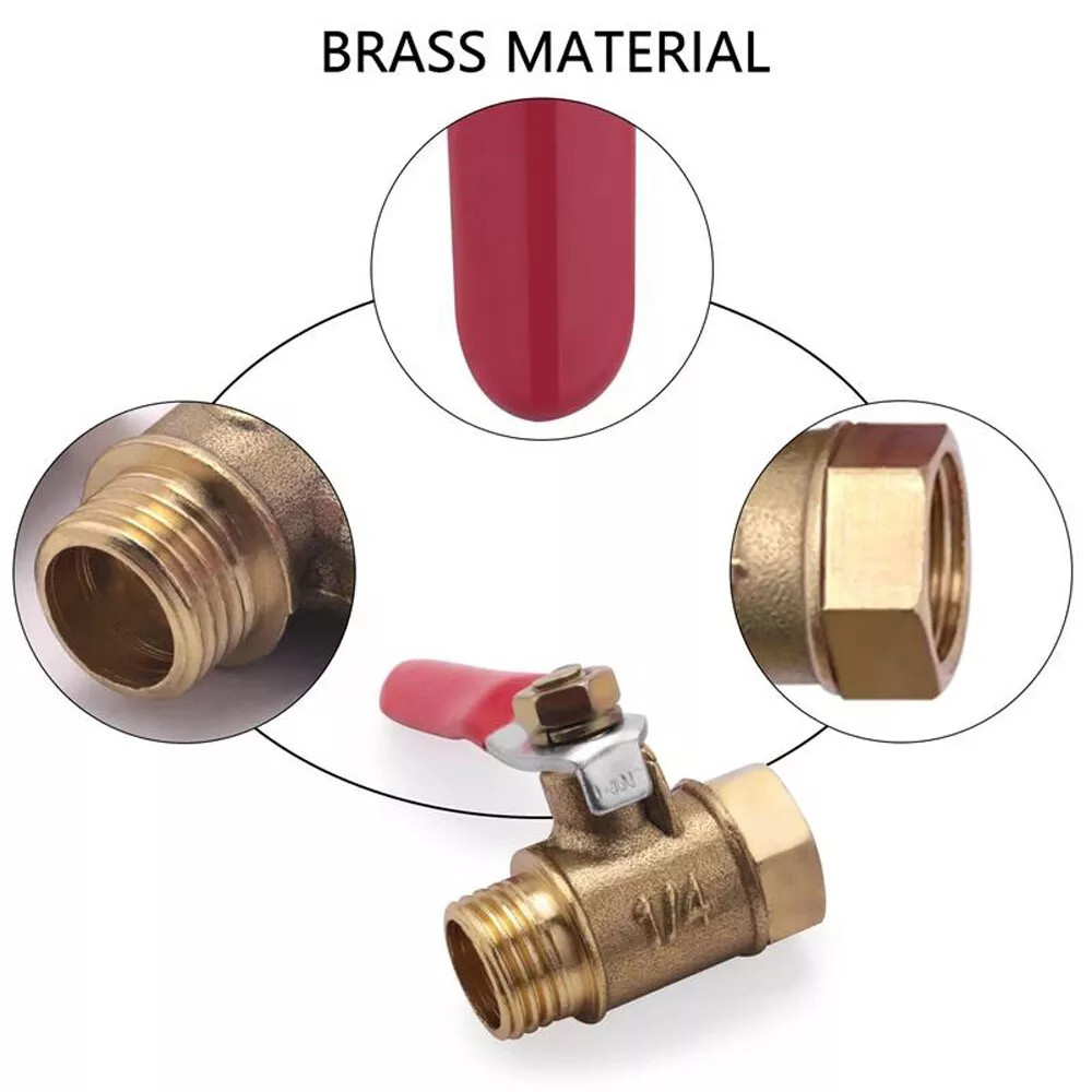 1/4″ Male Female NPT Brass Ball Valve Water Moisture Air Tank Drain Shut Off