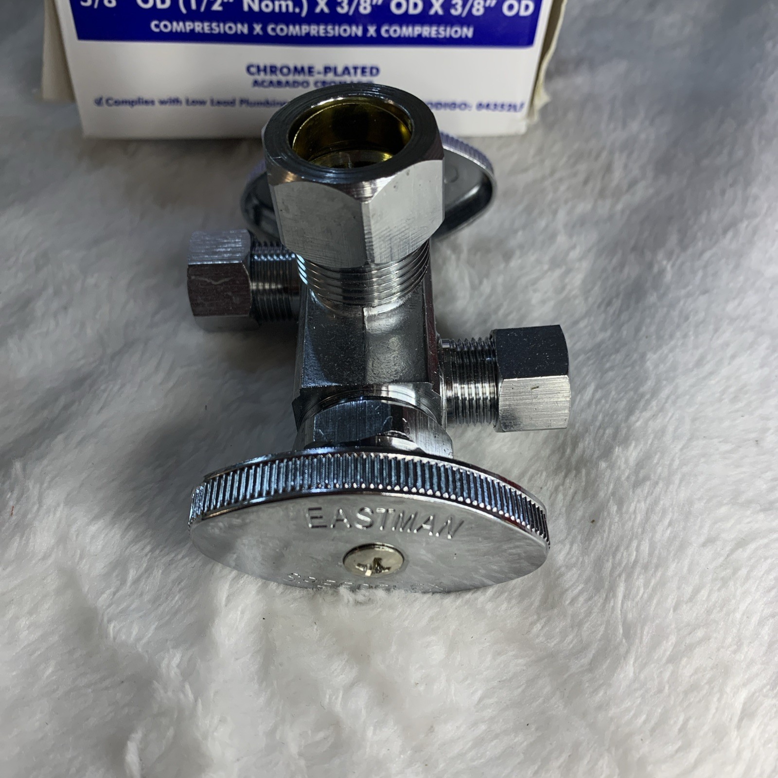 5/8 Inch OD Compression x 3/8 Inch 1/2 In Nom Dual Outlet Chrome Plated 04352LF