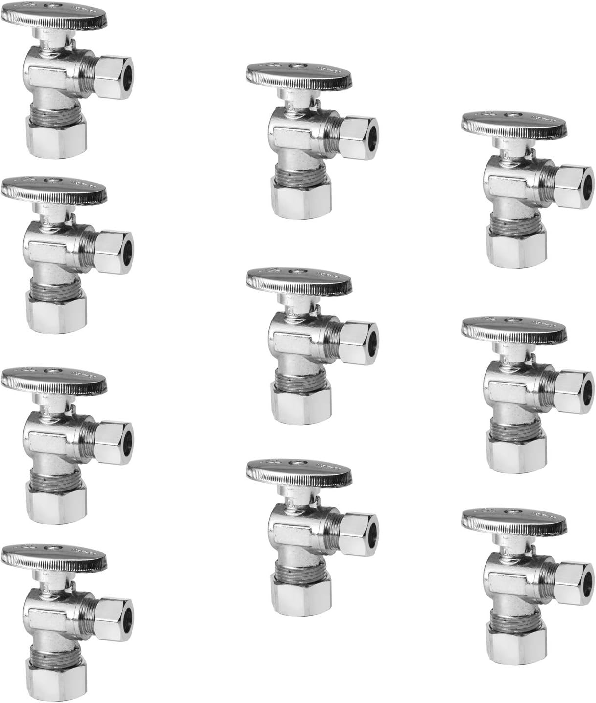 10-Pack Angle Stop Valve 1/2″ Nominal (5/8″ OD) Compression x 3/8″ OD