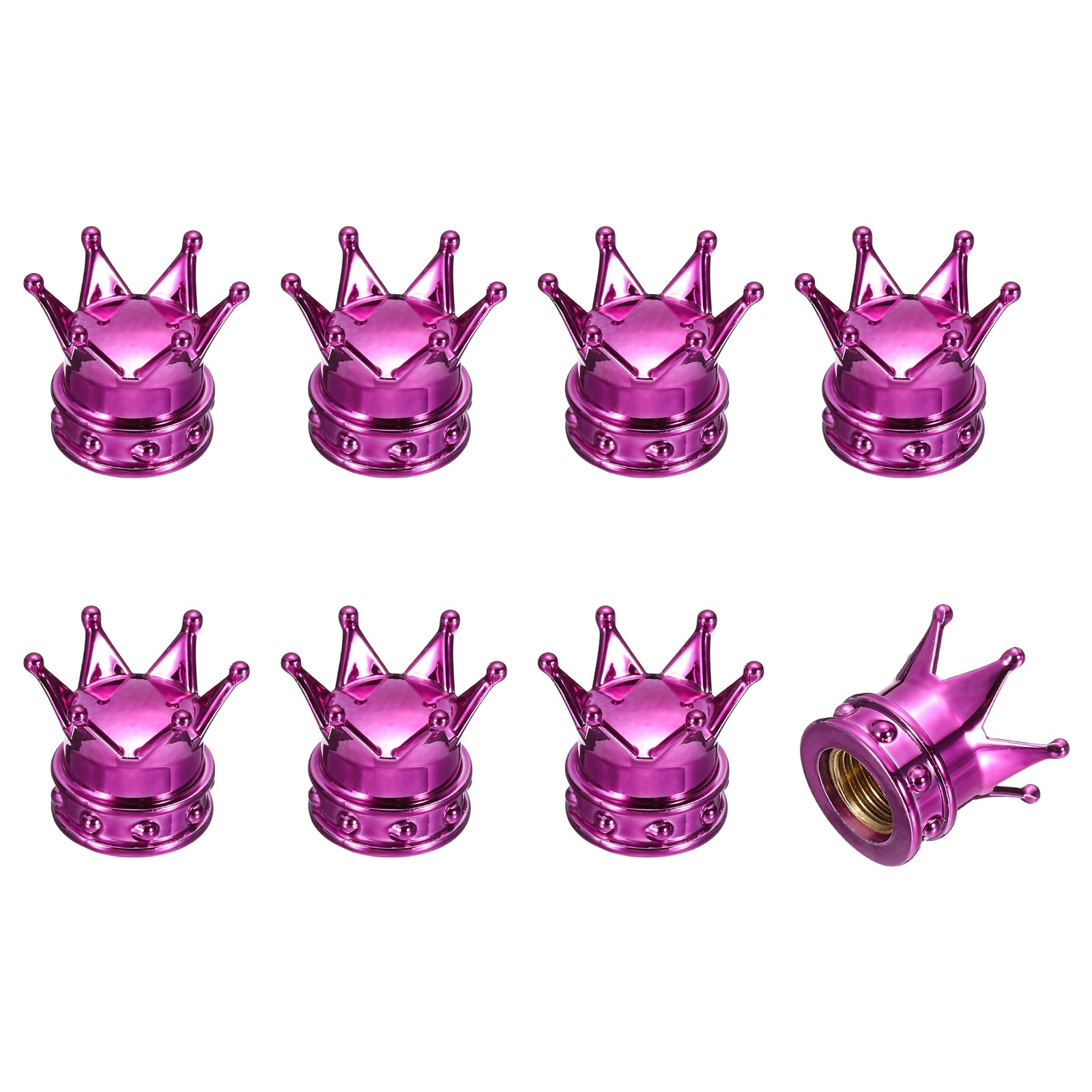 8Pcs Crown Style Tire Valve Stem Caps ABS Plastic Air Caps Cover, Purple