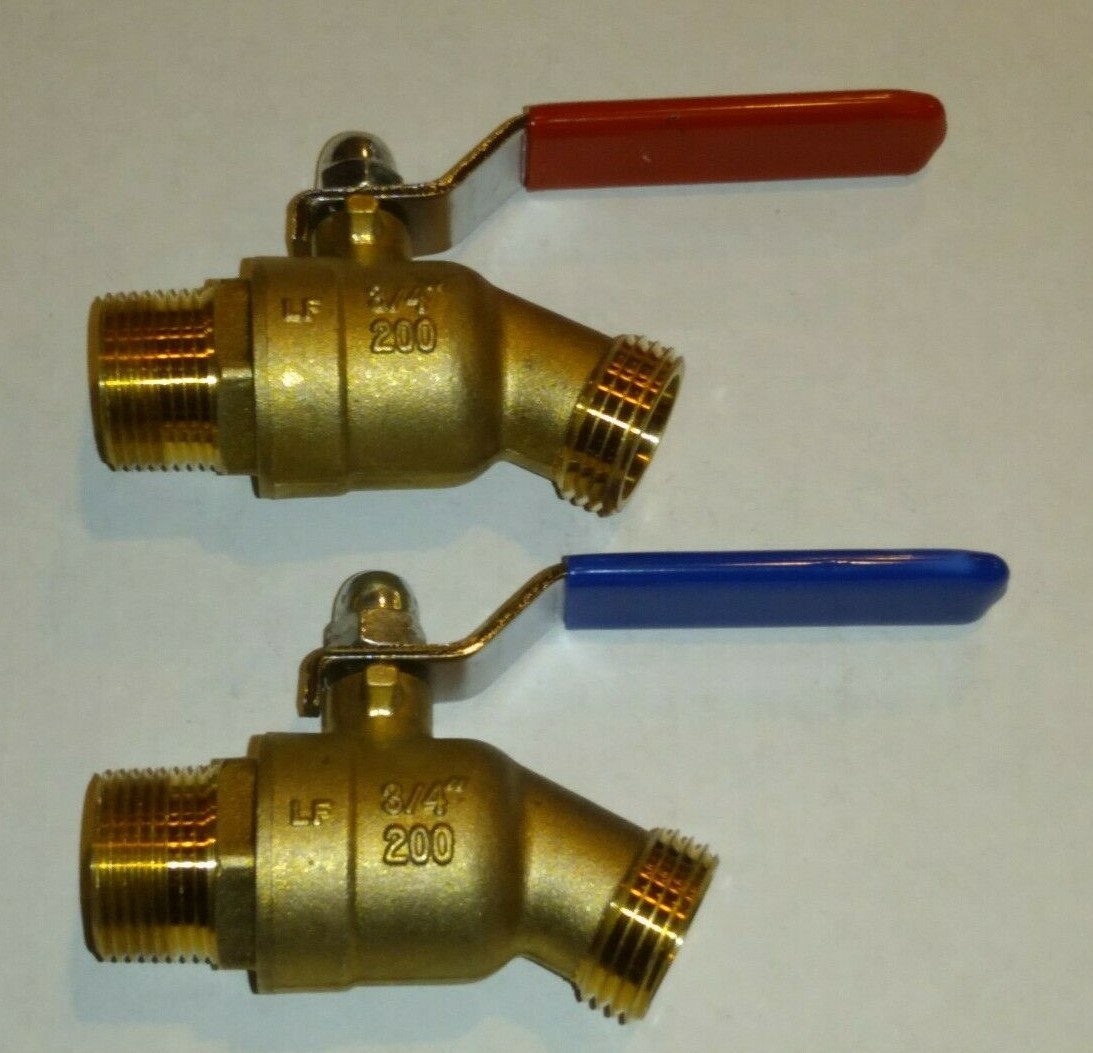 PAIR 3/4″ Male NPT Full Port Ball Valve Lever Hose / Wash Machine Bibb Spigot