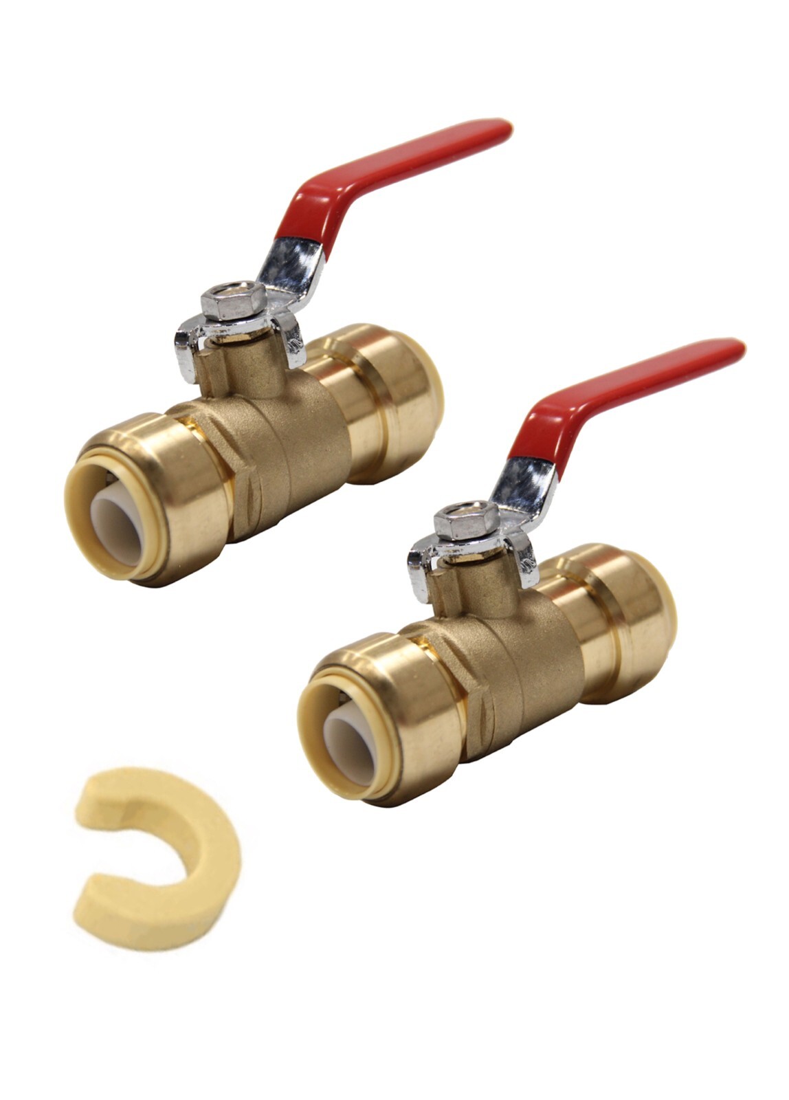 EFIELD 2PCS 1/2″ PUSH FIT BALL BRASS VALVE WITH CLIP, LEAD FREE