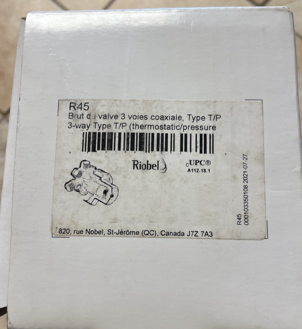 House of Rohl Riobel R45 1/2″ 3 way Type T/P Balance Coaxial Valve Rough NPT NEW