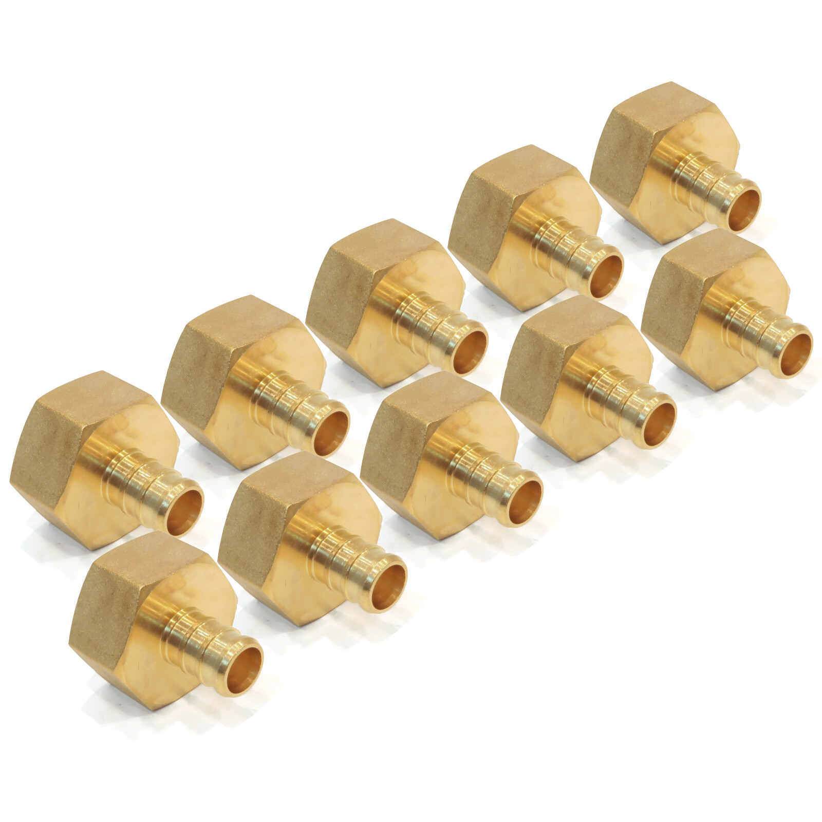 (10) 1/2″ x 3/4″ PEX BRASS FEMALE NPT THREADED ADAPTERS Crimp Fitting LEAD FREE
