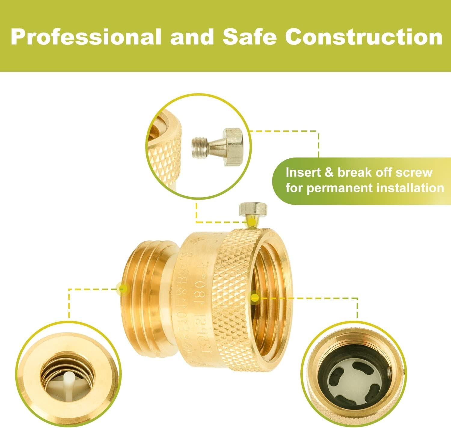 Versatile 3/4” Brass Anti-Siphon Valve, 6-Pack Backflow Preventers for Garden