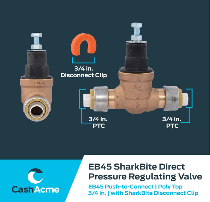 2x Cash Acme 3/4 in Brass Direct Push-to-Connect EB45 Pressure Regulating Valve