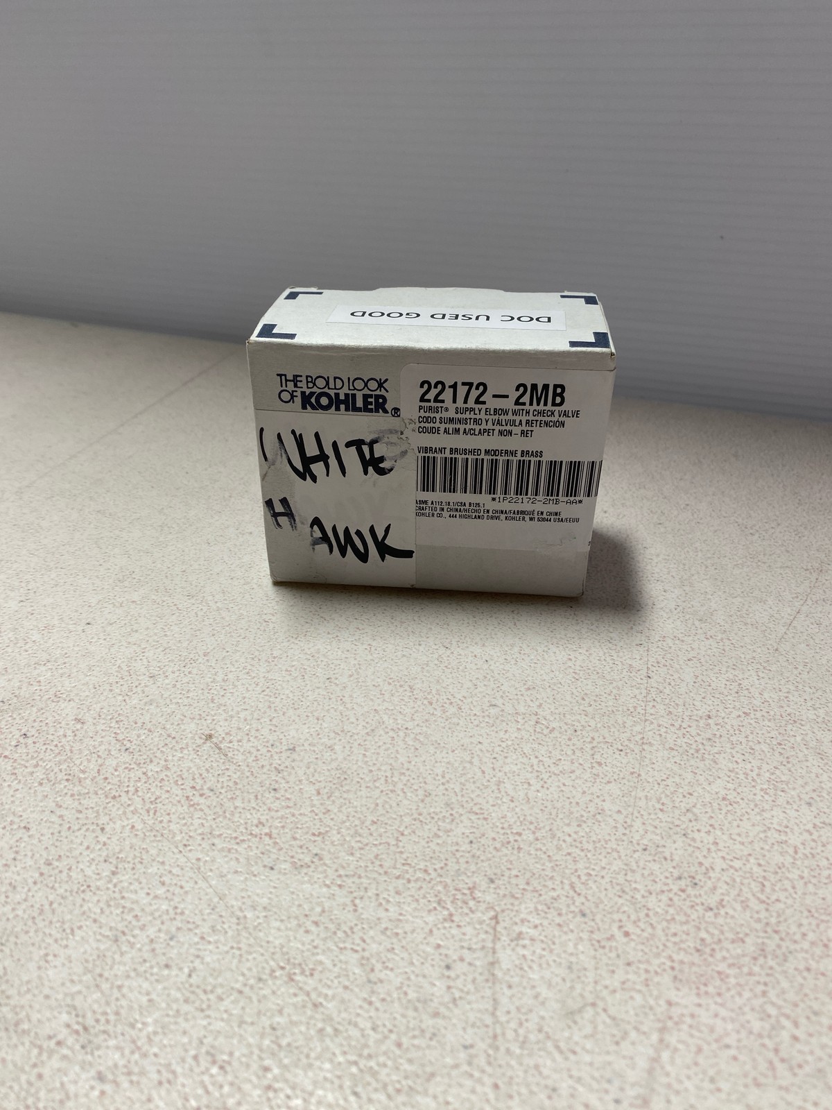 Kohler K-22172-2MB Purist Wall Supply Elbow w/ Check Valve – Brass