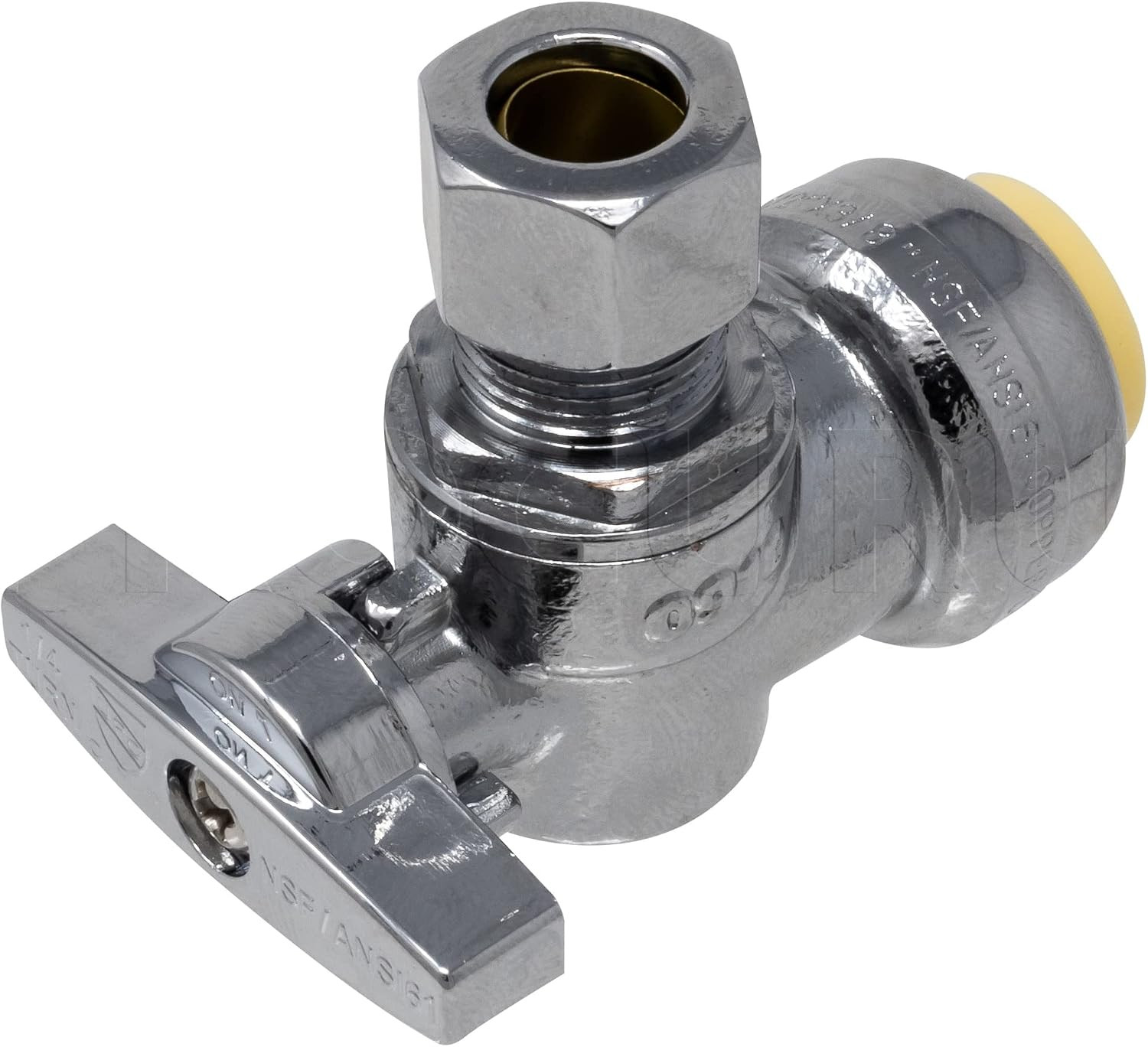 [10-Pack] Pushfit Angle Stop Valve 1/2″ Push X 3/8″ OD Comp, Quarter-Turn Push-