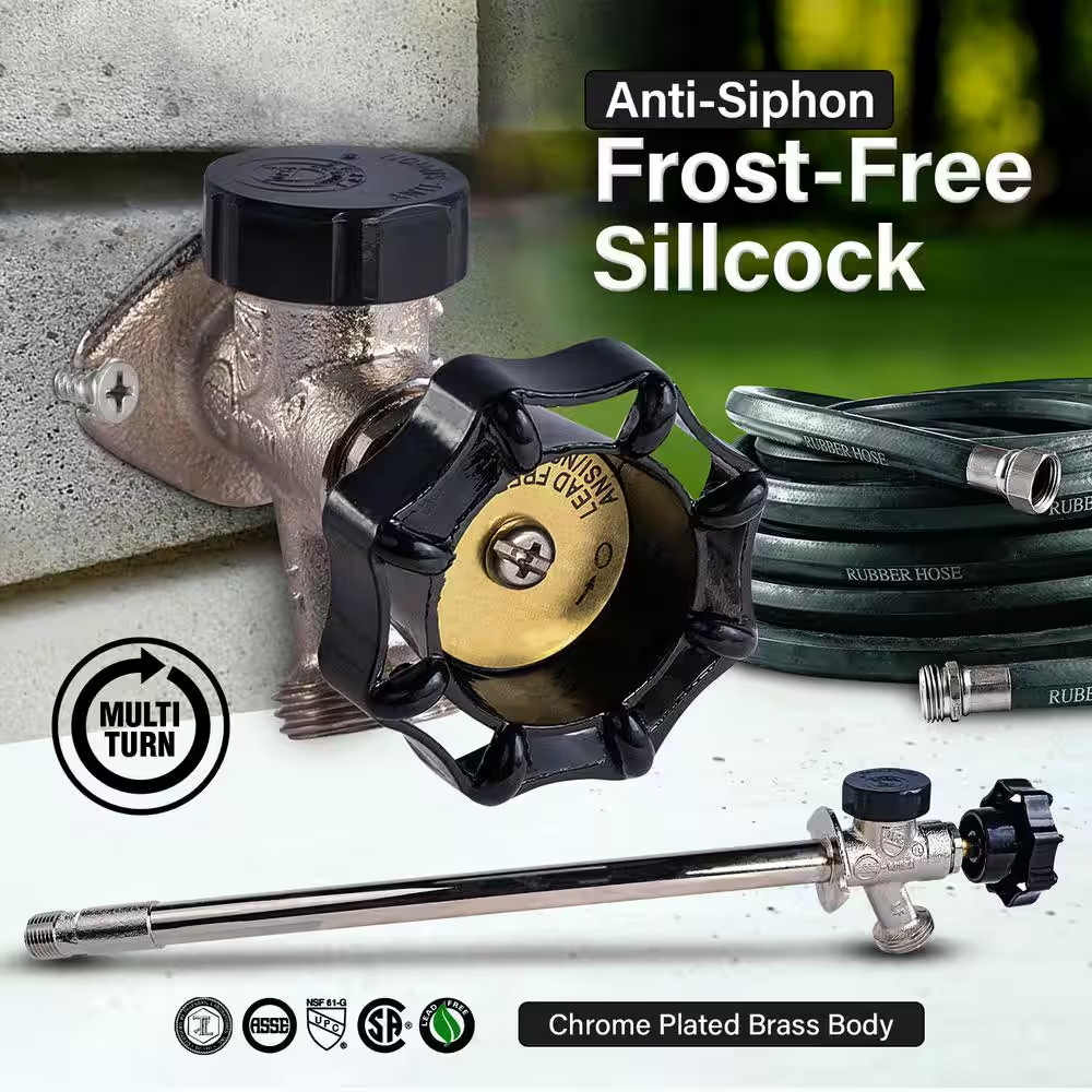 10 In. Anti-Siphon Sillcock Frost Free Outdoor Faucet with 1/2 In. Mip/Sweat Con