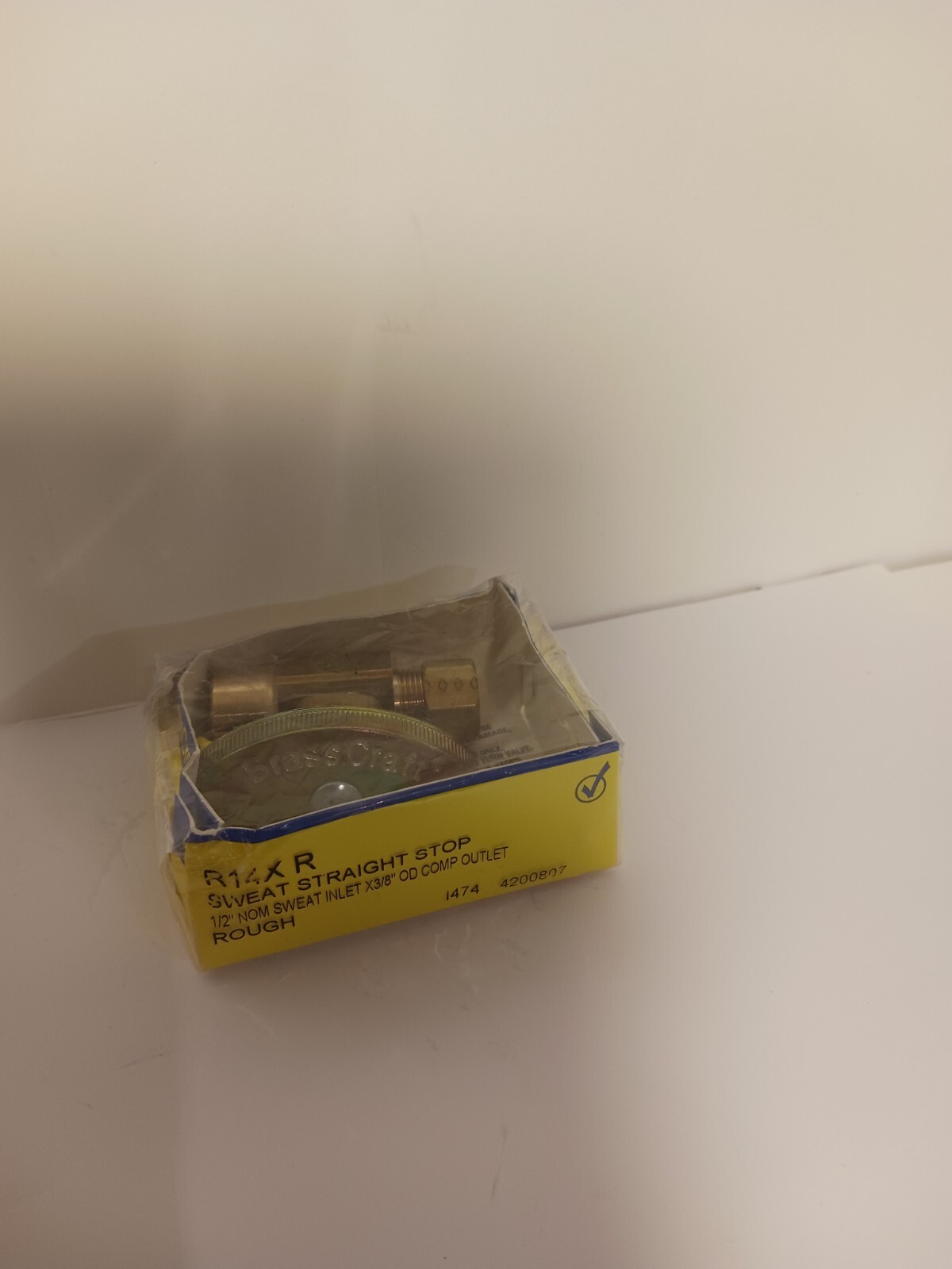 One Brass Craft Straight Valve Shut Off 1/2 in. Sweat x 3/8 in. Comp. # R14X R