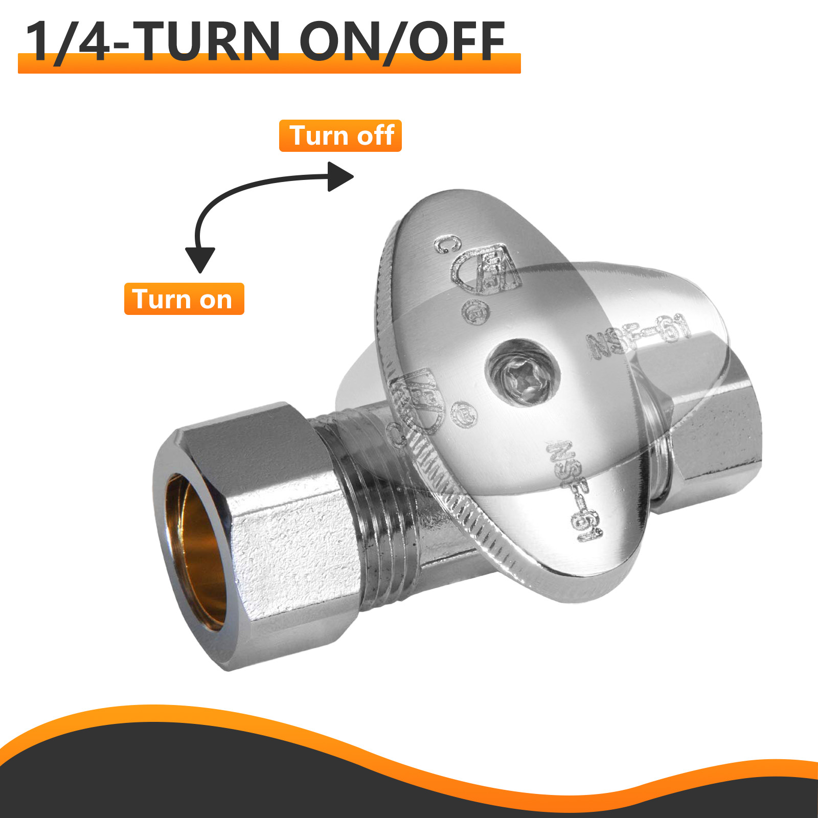 EFIELD 5/8″ OD (1/2″ NOM) X 3/8″ OD 1/4 Turn Compression Straight Stop Valve