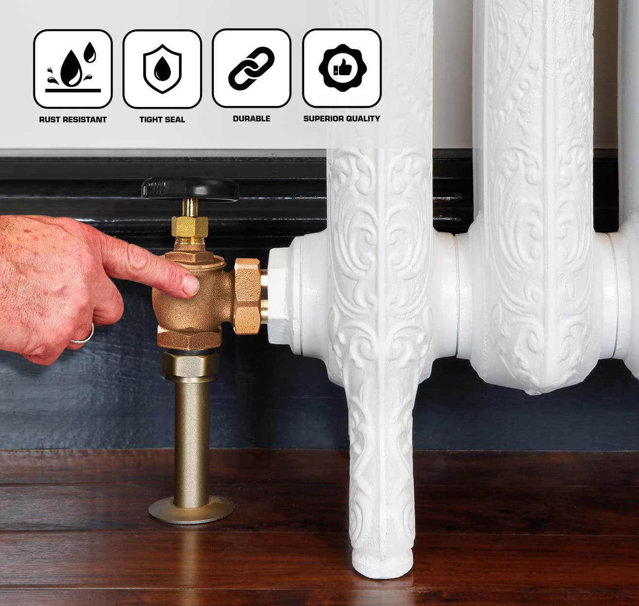 Steam Angle Radiator Valve 3/4 Inch FIP x Male Union Heavy Duty Brass Handle