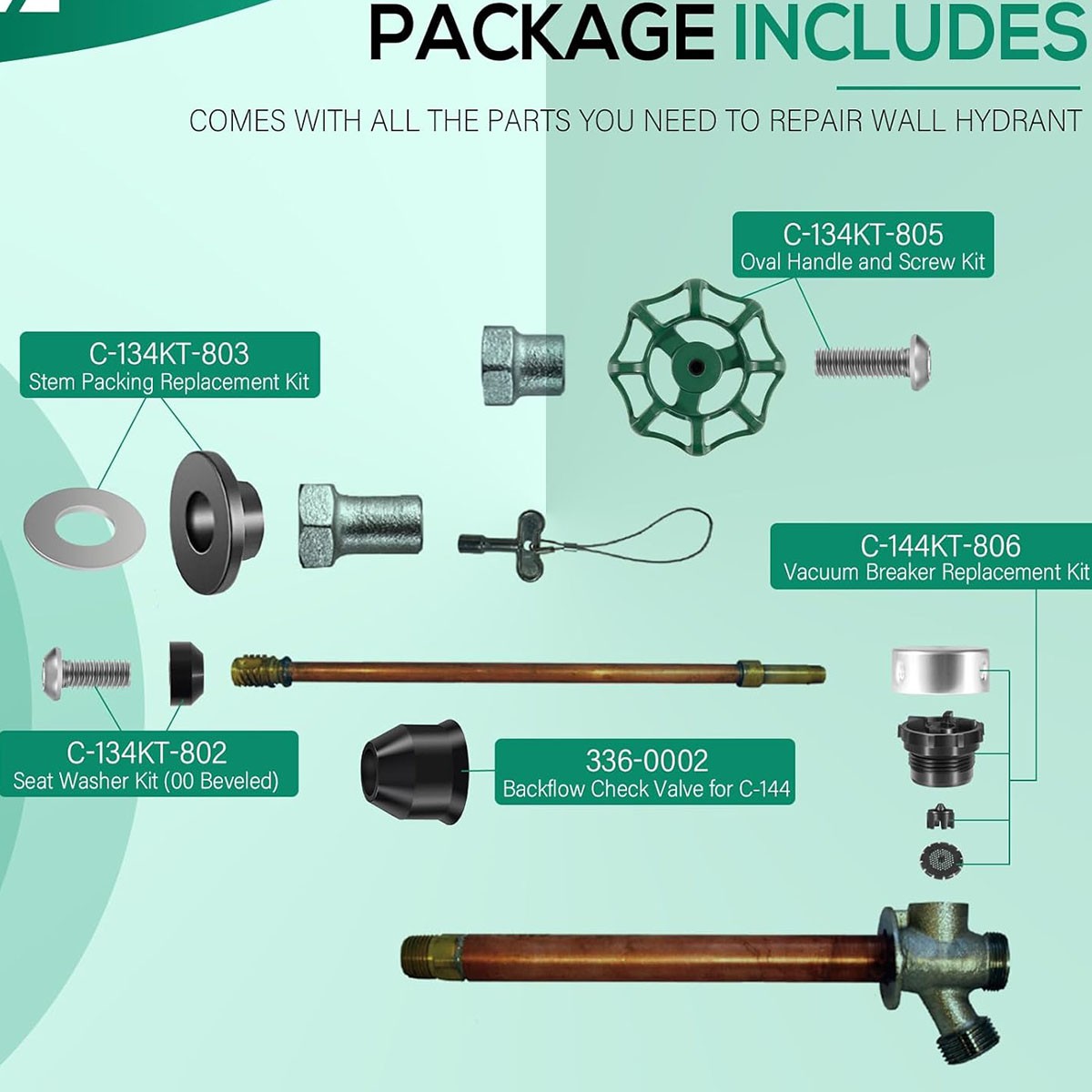 Replace for Prier C-144KT-807 Anti-Siphon Freezeless Faucet Repair Kit C-144