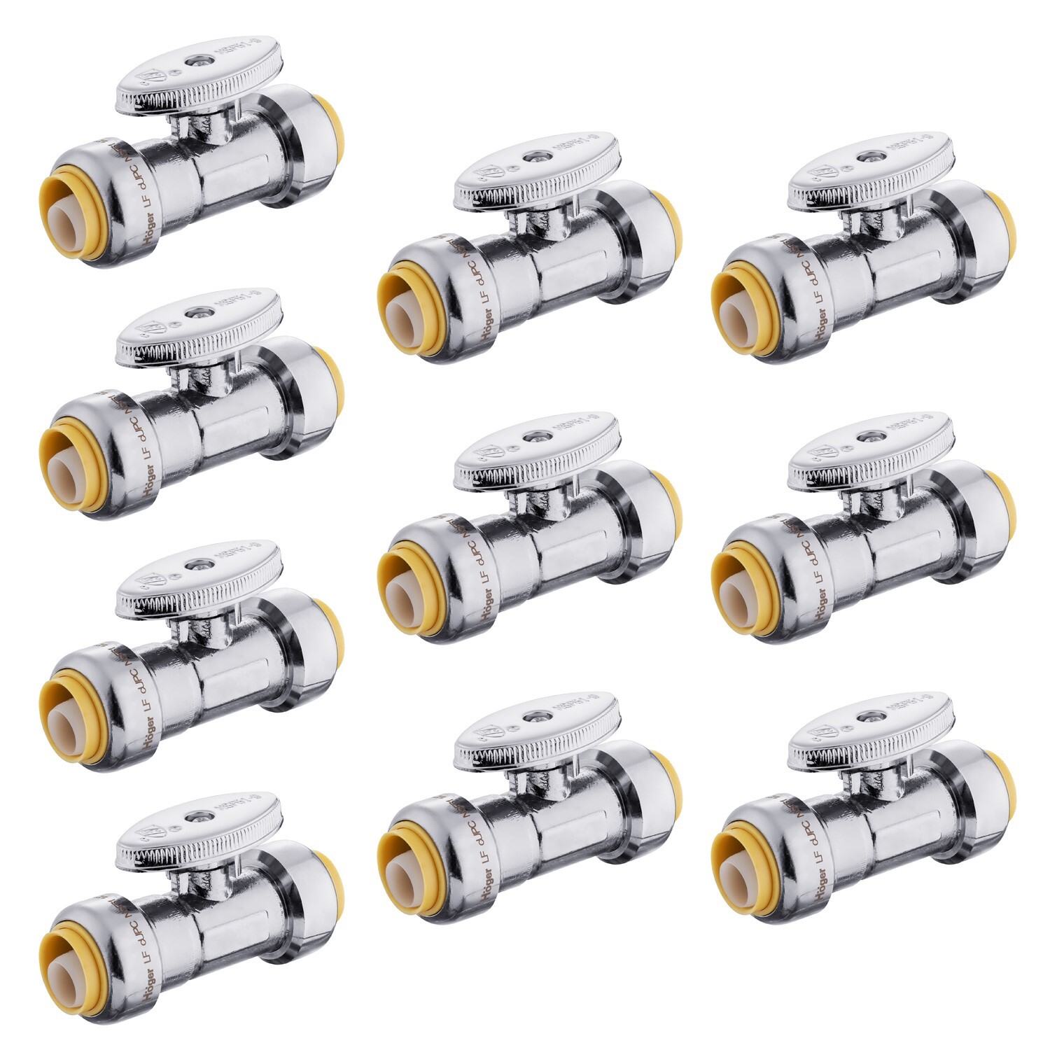 EFIELD 10 PCS 1/4-Turn Push-Fit Straight Stop Valve 1/2″ x 1/2″ ,Chrome &Clip