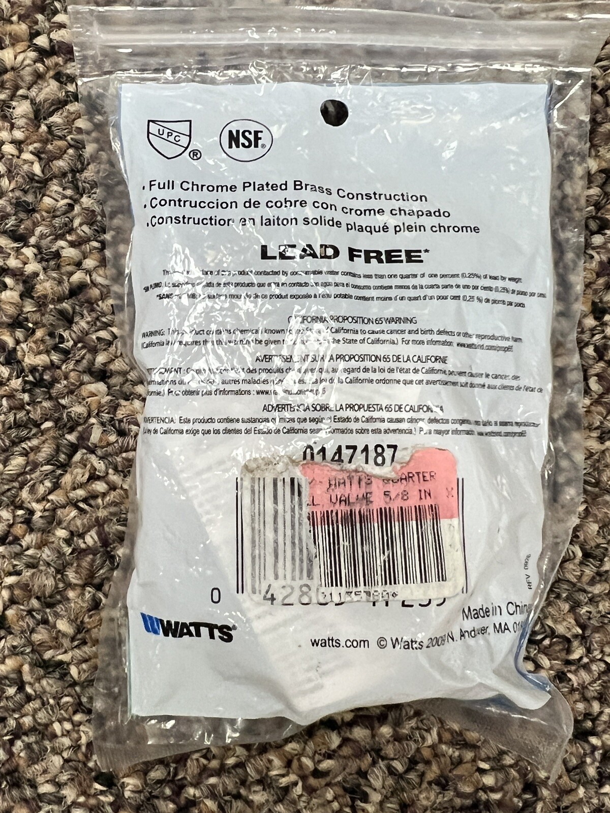 Watts 5/8 In. OD x 3/8 In. Quarter Turn Angle Valve LFPBQT-210 NEW