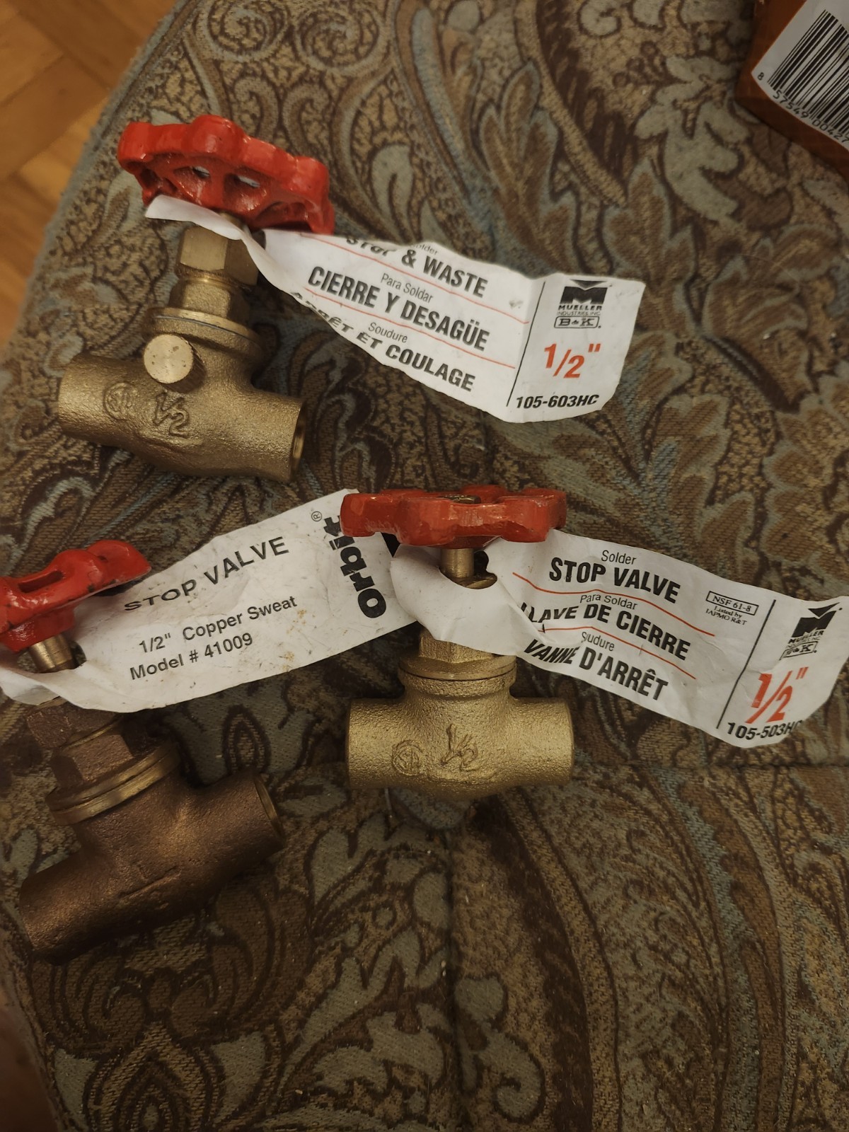 Mueller B&K & Orbit 1/2″Brass Gate Valve Sweat connection Stop Valve Lot Of 3