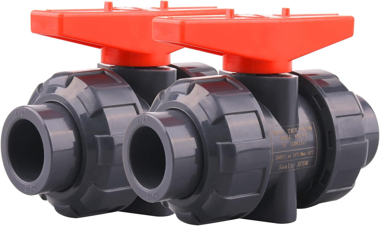PVC Ball Valve with Full Port, EPDM O-Rings, Reversible PTFE Seats,Rated 200 PSI