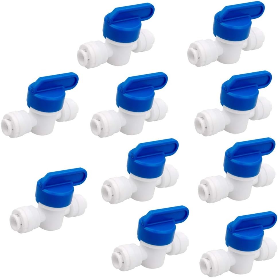 1/4in OD Tubing Inline Shut Off Ball Valve Plastic 10 Pack