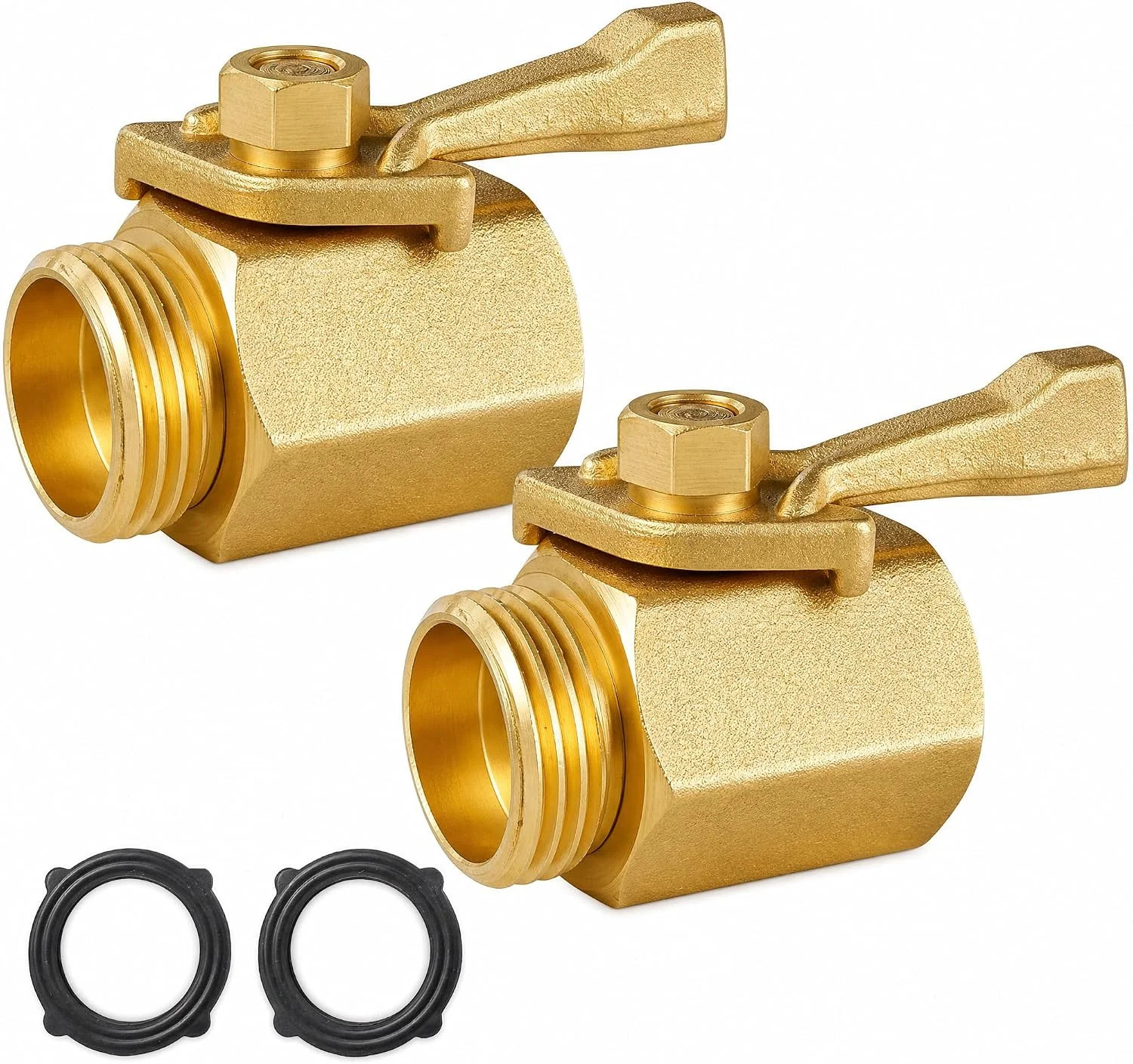 2 Pack Brass Hose Shut-Off Valves – 3/4 Heavy Duty with 2 Extra Washers