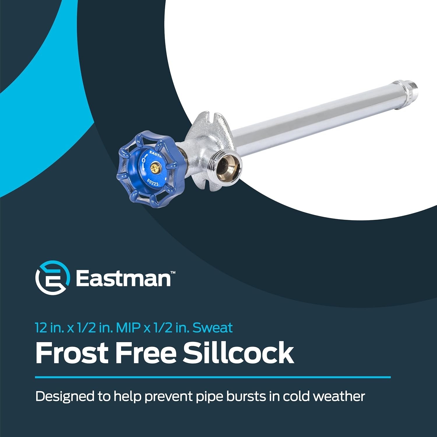 12 Inch Brass Frost Free Sillcock – MIP x Sweat Connection for Flexibility
