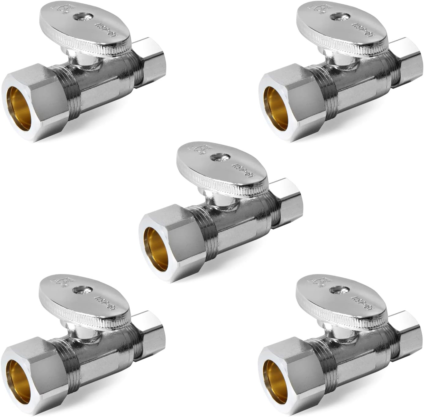 10-Pack Angle Stop Valve 1/2″ Nominal (5/8″ OD) Compression X 3/8″ OD, 1/4-Turn