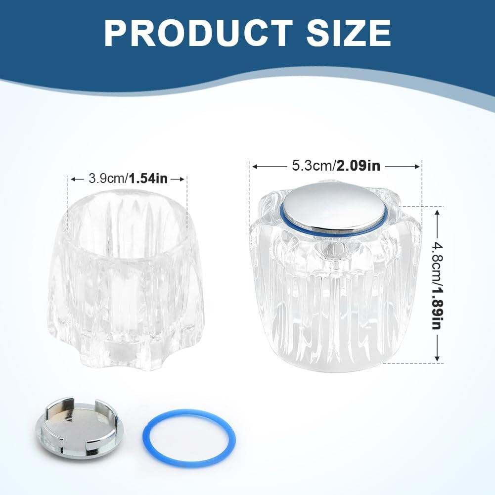 Faucet Handles Knobs Round Clear Replacement Knob RV Home (Set of 2)