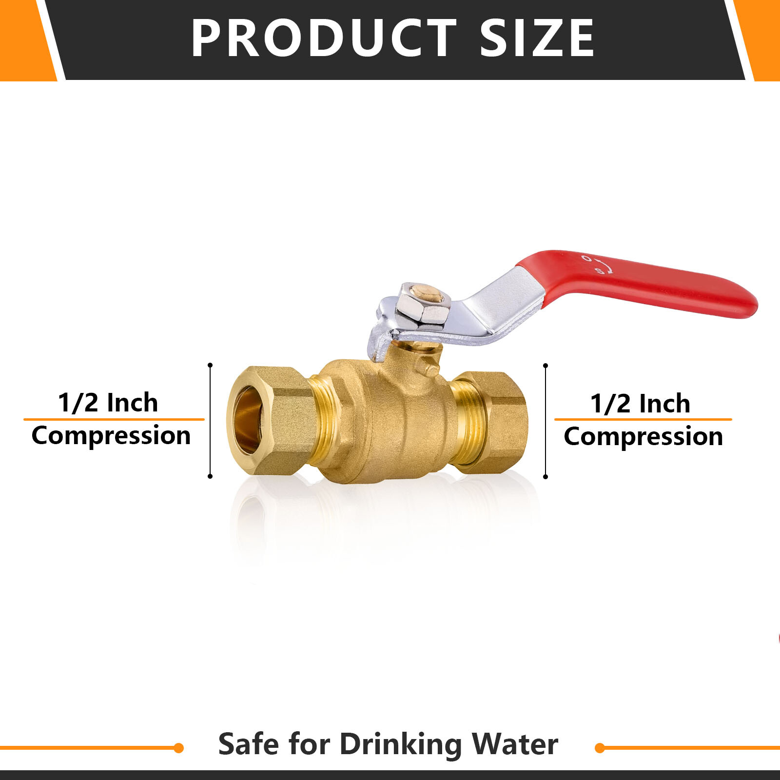 Efield1/2″ or 3/4 Inch Compression Full Port Brass Ball Valve 600WOG Lead Free