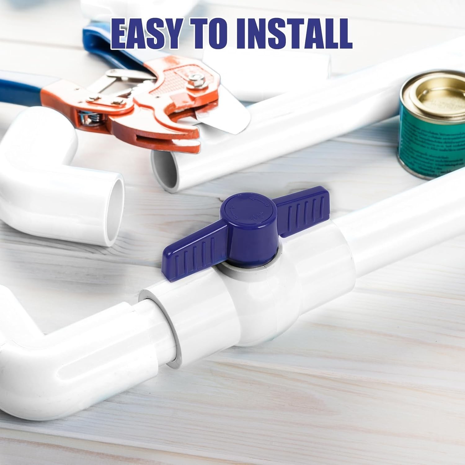 5 Pack PVC Ball Valve 1/2″ Slip, Water Pipe Shut-Off Valve, T Handle Plastic …