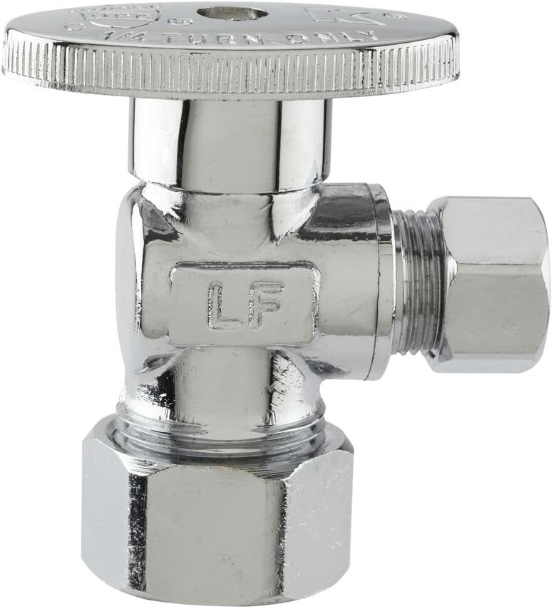 PLUMB PAK PP61PCLF brass 5/8-in OD 3/8-in OD 1/4-Turn Angle Shut-Off Valve