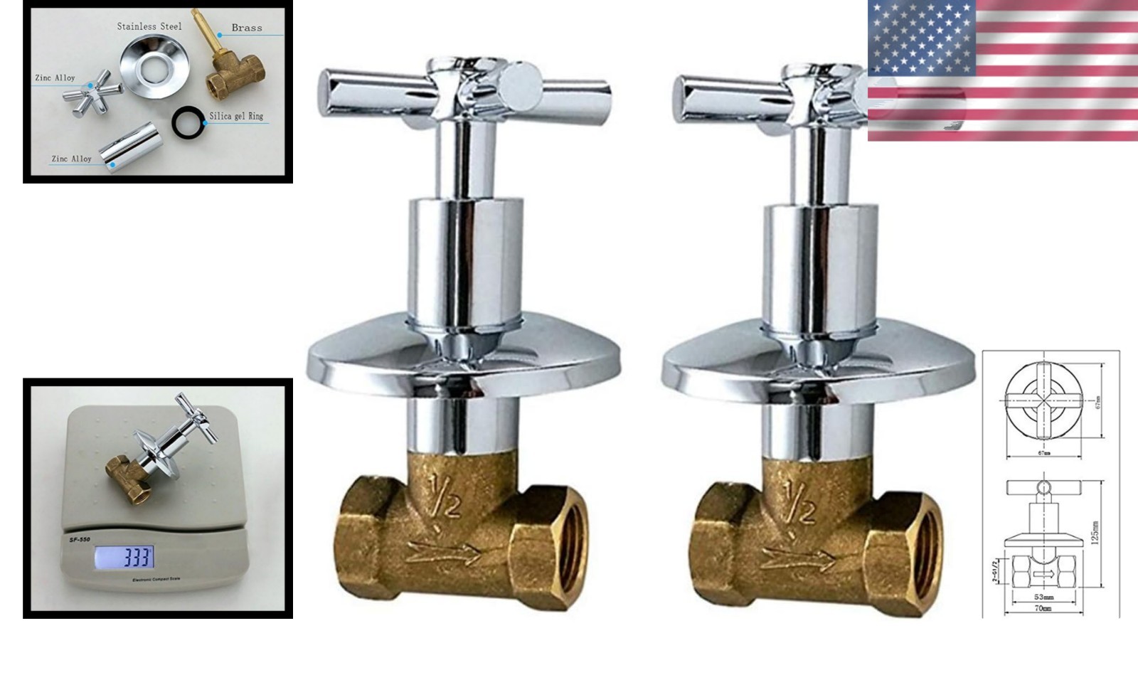 Durable 1/2-Inch NPT Brass Shower Valve with Chrome Finish – Easy Operation