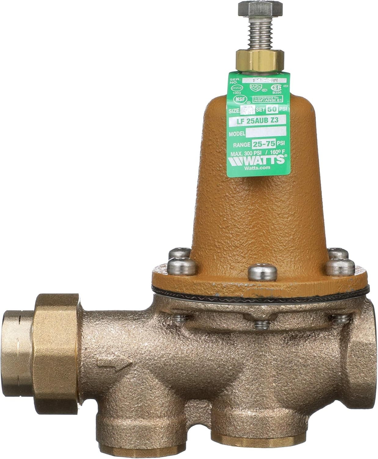 LF25AUB-Z3 Water Pressure Reducing Valve NPT Female Union x NPT Female, Polym…