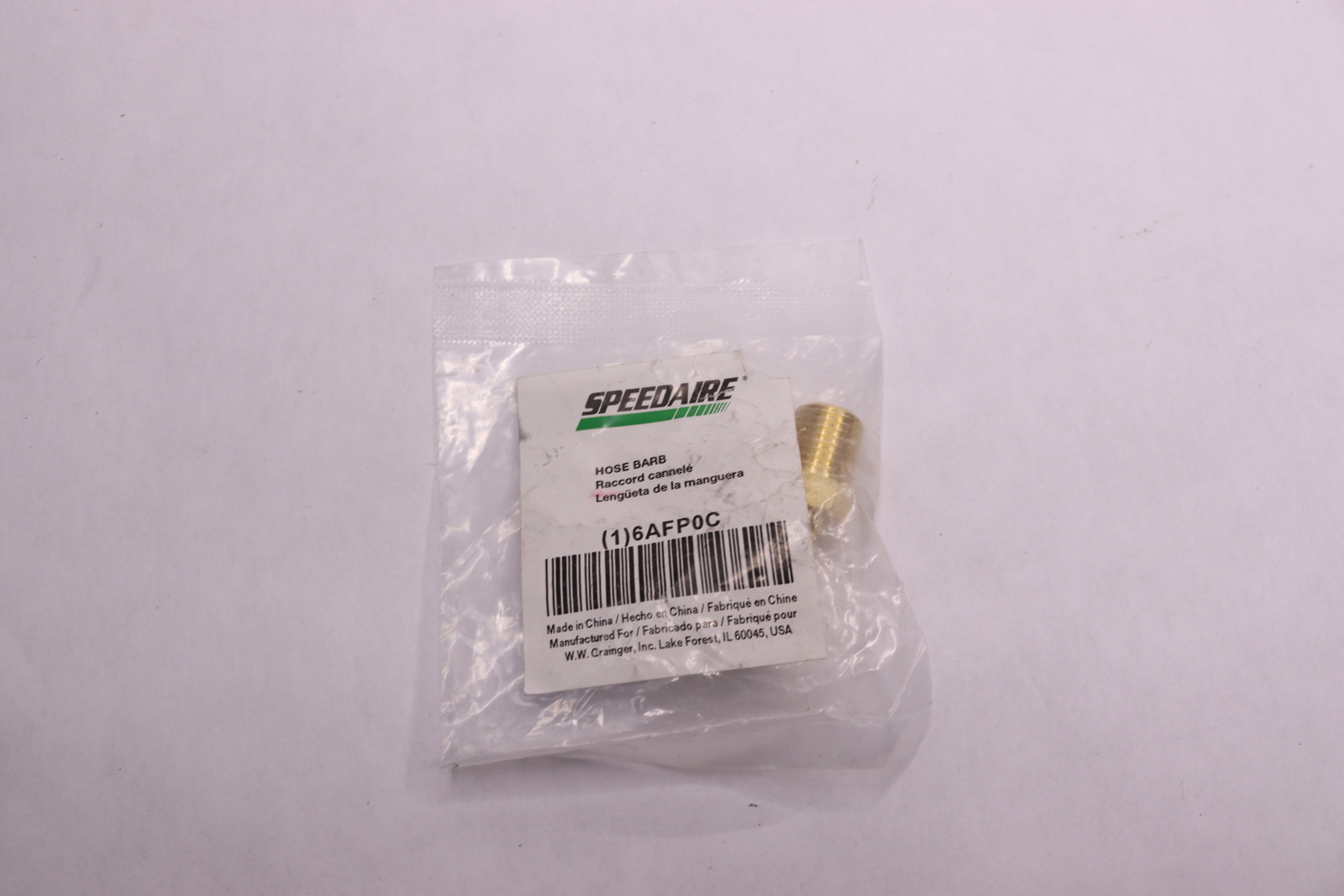 Speedaire Hose Barb Brass 1/4″ Barb x 1/4″ MNPT 1 6AFP0