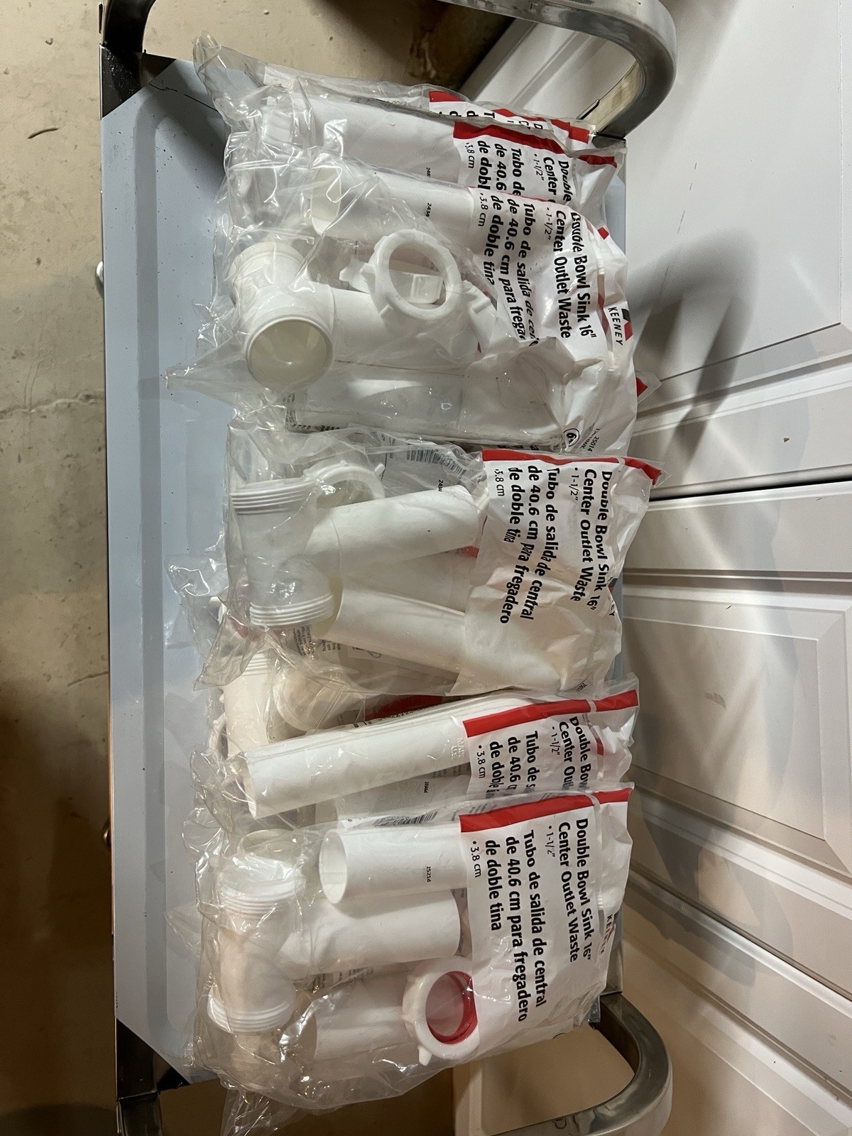 12 Pack Keeney 1-1/2″ x 16″ White Polypropylene Center Outlet Waste 130A-16WK