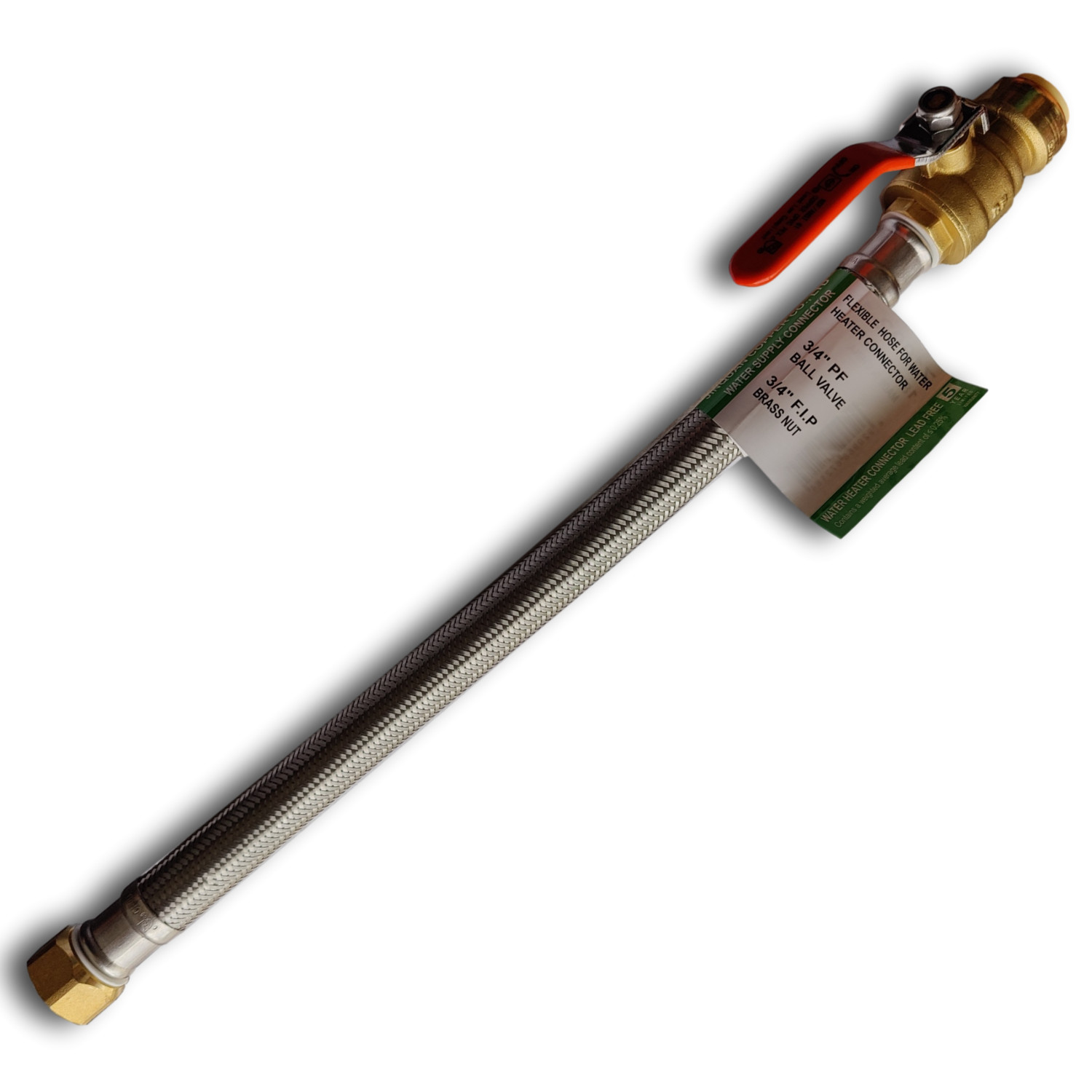 1 Pc. XFITTING 3/4″ Push Fit Valve Flexible Water Heater Hose, 3/4 FIP 18 Inch