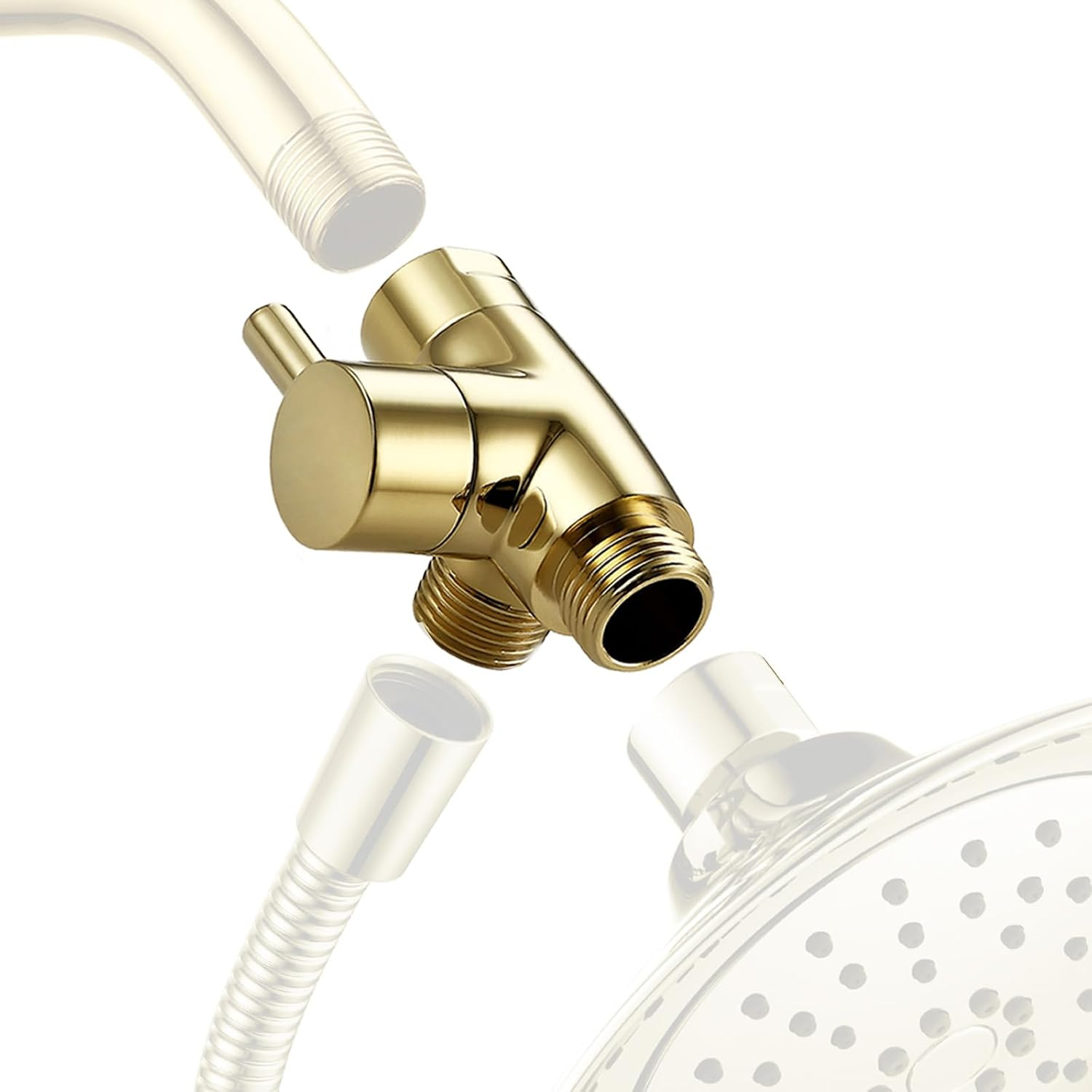 All Metal Shower Arm Diverter, G 1/2 3 Way Diverter Valve for Hand Held Showerhe
