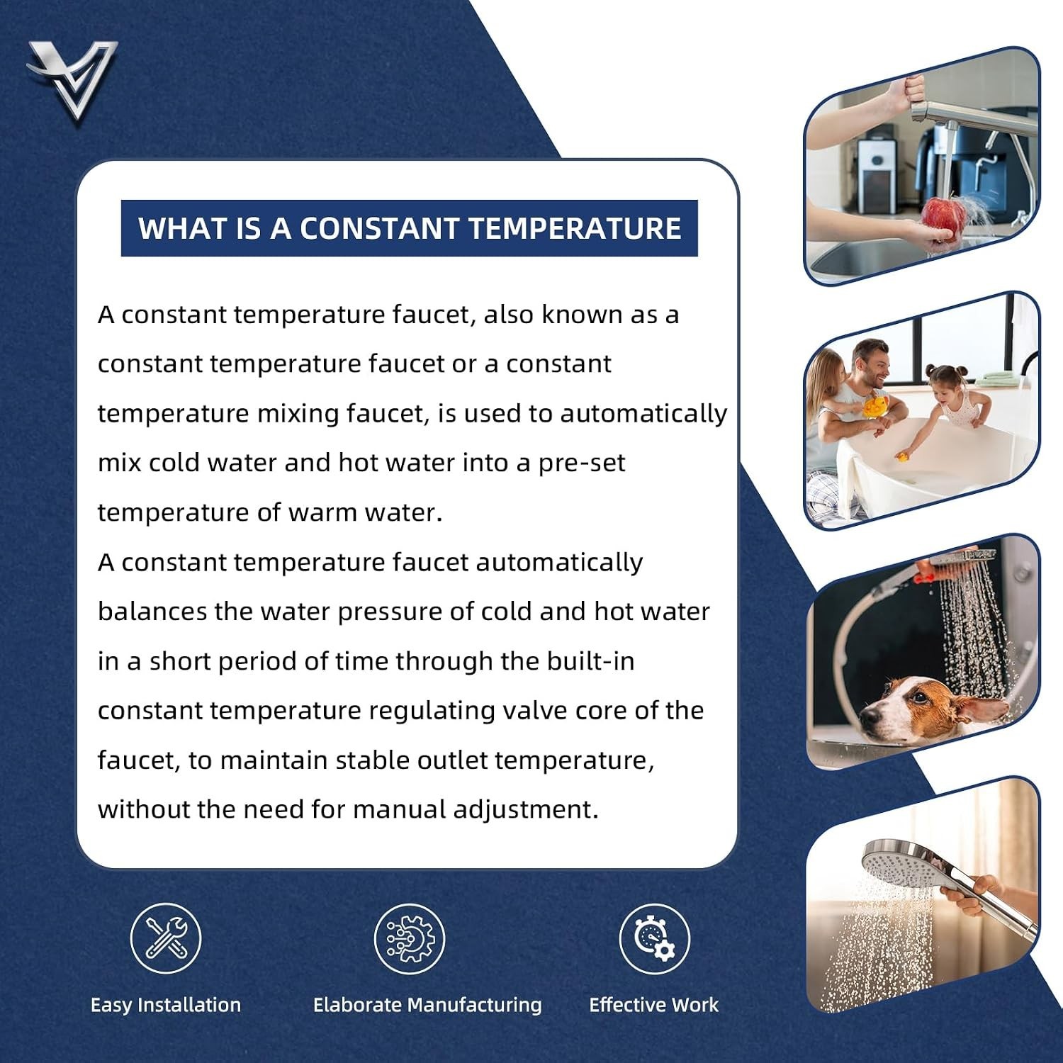 Thermostatic Water Valve, 3/4’’ Valve High Flow Rate Cartridge for Kohler K400/K