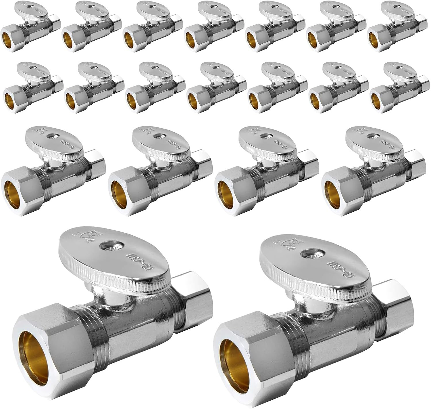 10-Pack Angle Stop Valve 1/2″ Nominal (5/8″ OD) Compression X 3/8″ OD, 1/4-Turn