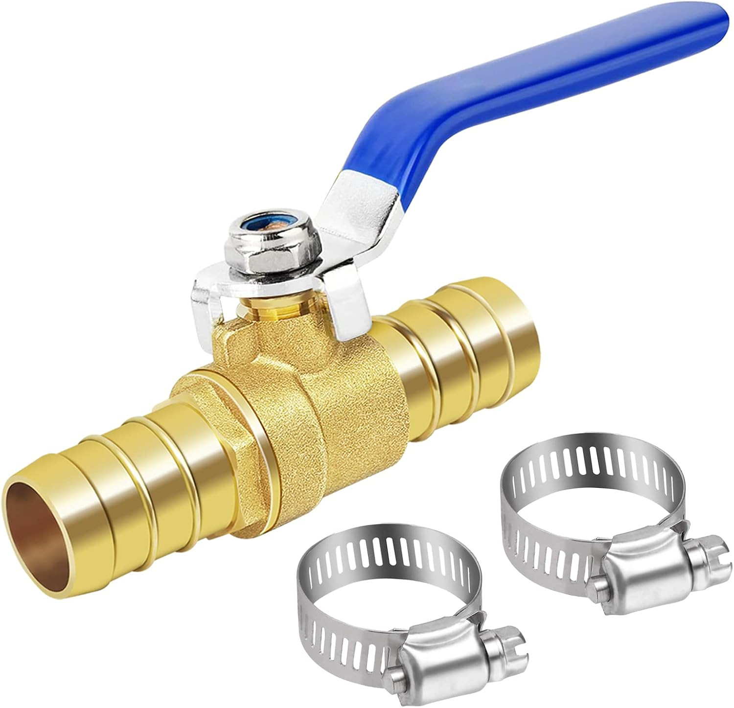 Brass Hose Barb Ball Valve Kit-1Pcs 5/8″ Heater Hose Shut off Valve with Stainle