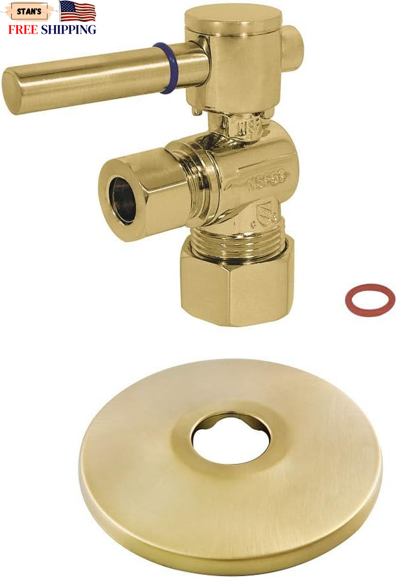 CC53307DLK 5/8-Inch X 3/8-Inch OD Comp Quarter-Turn Angle Stop Valve with Fla…