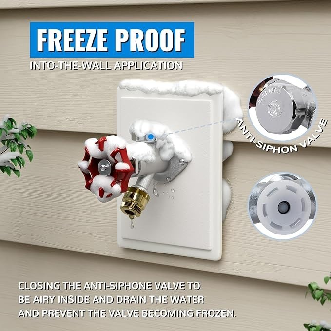 12″Push Fit Frost Free Sillcock Spigot Anti-Siphon Hydrant 3/4″ Hose Bib In-Wall