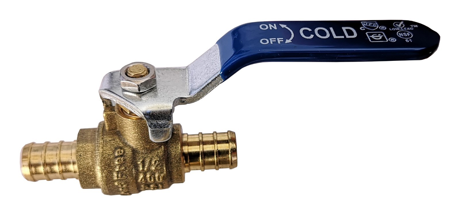 10 PCS. COLD (BLUE HANDLE) 1/2″ PEX SHUT OFF BALL VALVE, LEAD FREE BRASS, PEX B