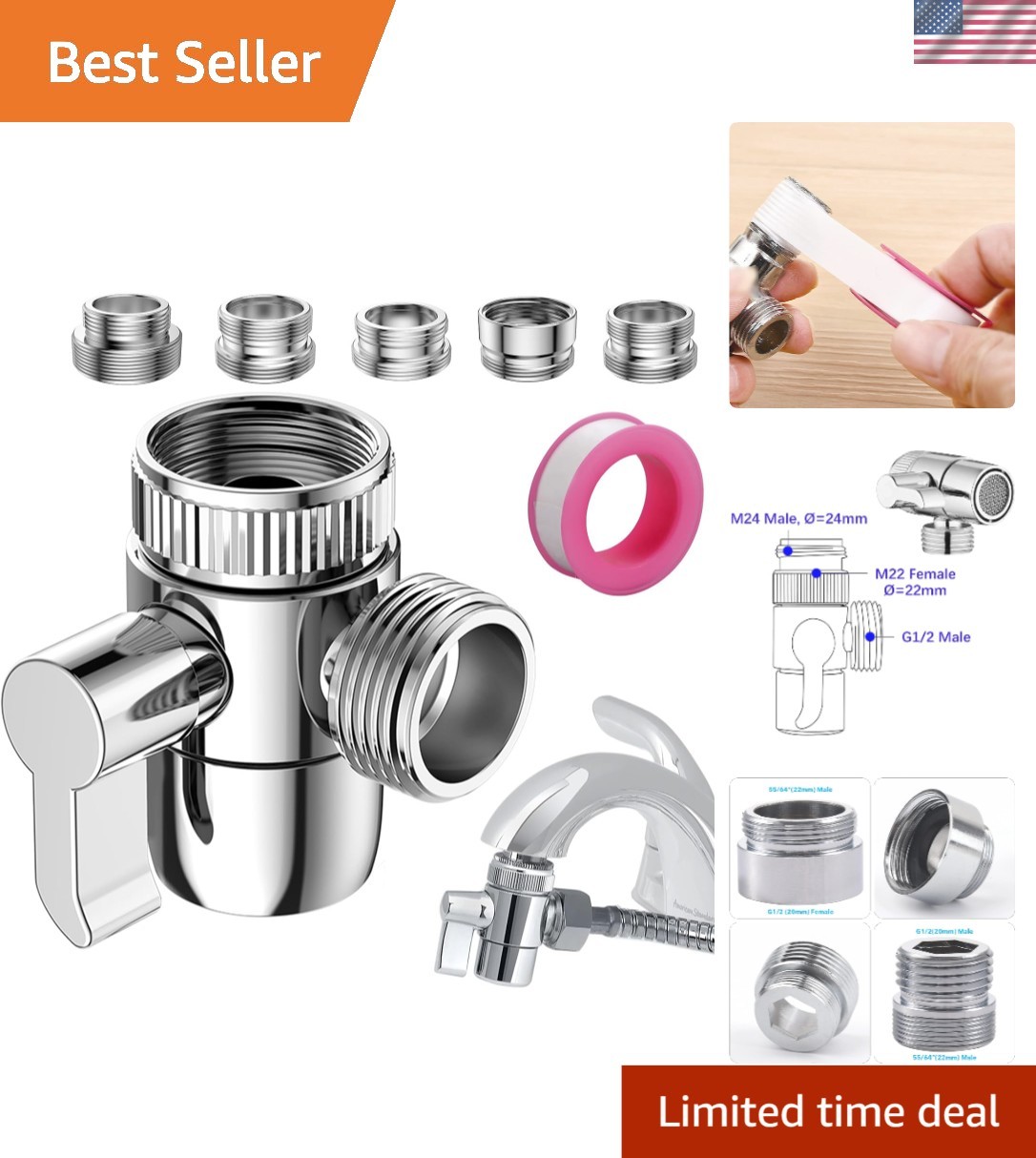 Versatile Brass Diverter Valve with Aerator: Effortless Shower & Sink Transition
