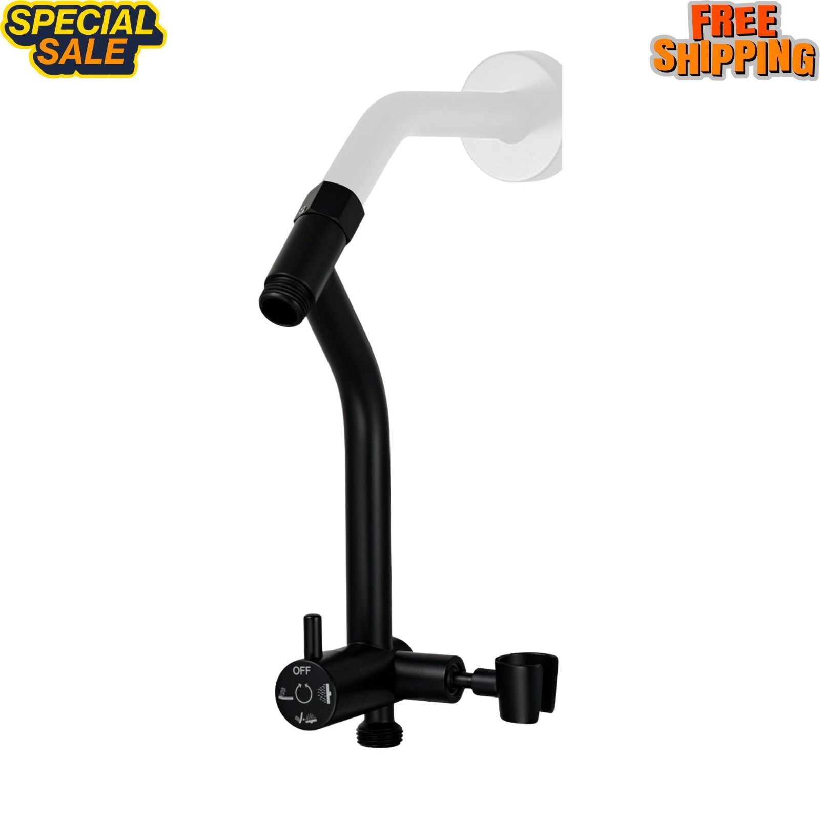 NEW All Metal Shower Diverter Valve 3 Way with Handheld Holder Matte Black 6in