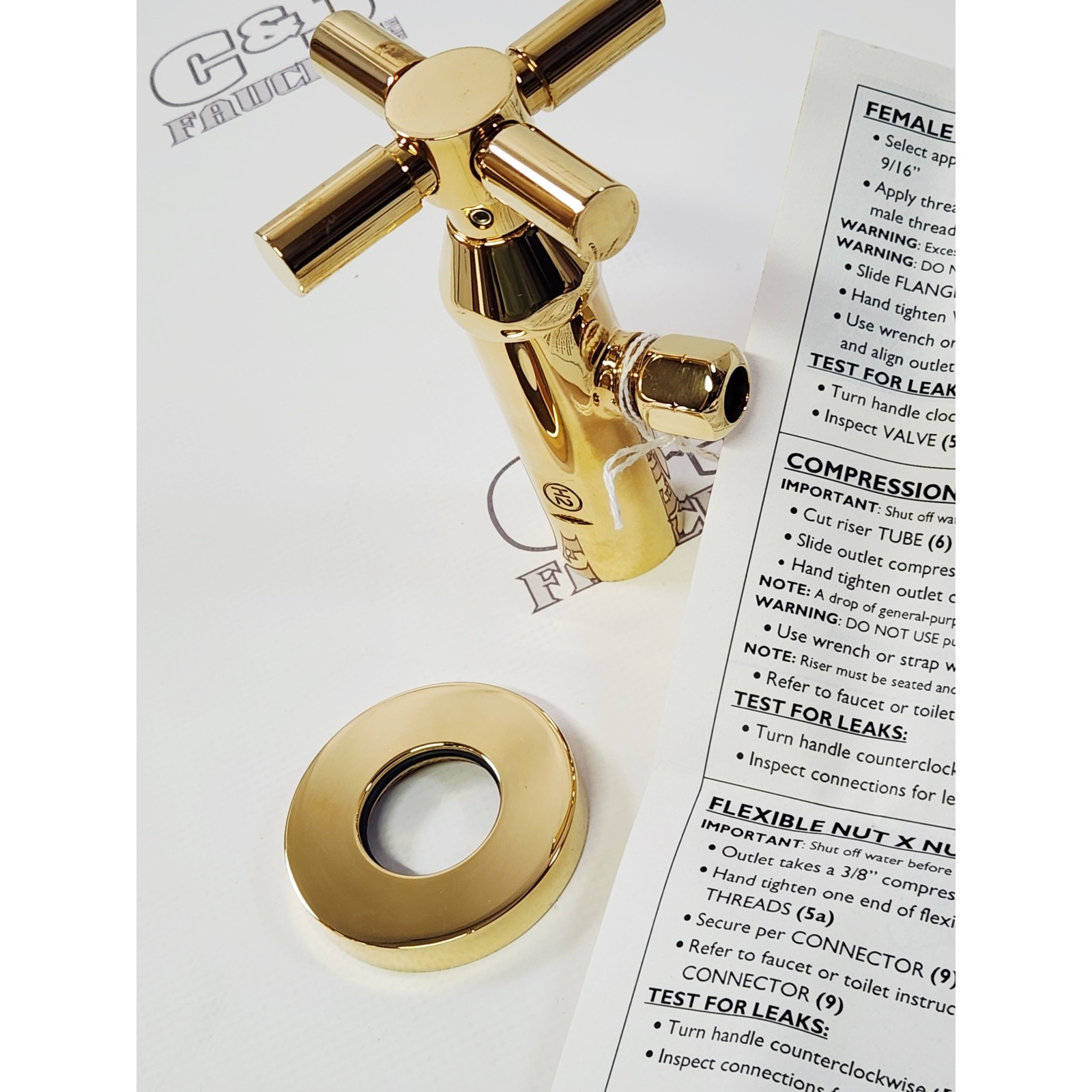 California Faucets 9000-30X-PBV Descanso Angle Stop – Polished Brass Uncoated