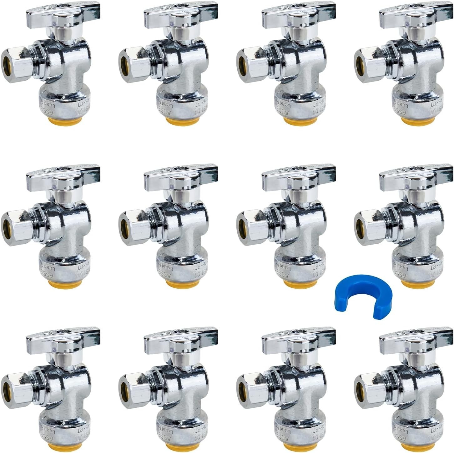12-Pack 1/2 x 3/8 Angle Stop Valves, Lead-Free Brass Plumbing Fittings