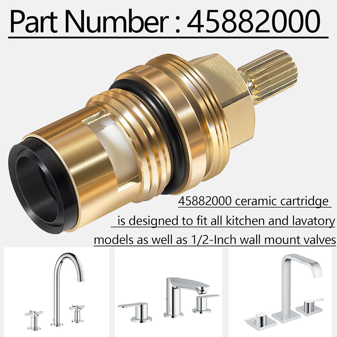 for Grohe 45882000 Right Stop Ceramic Cartridge 1/2″ Wall Mount Valves 90 Degree