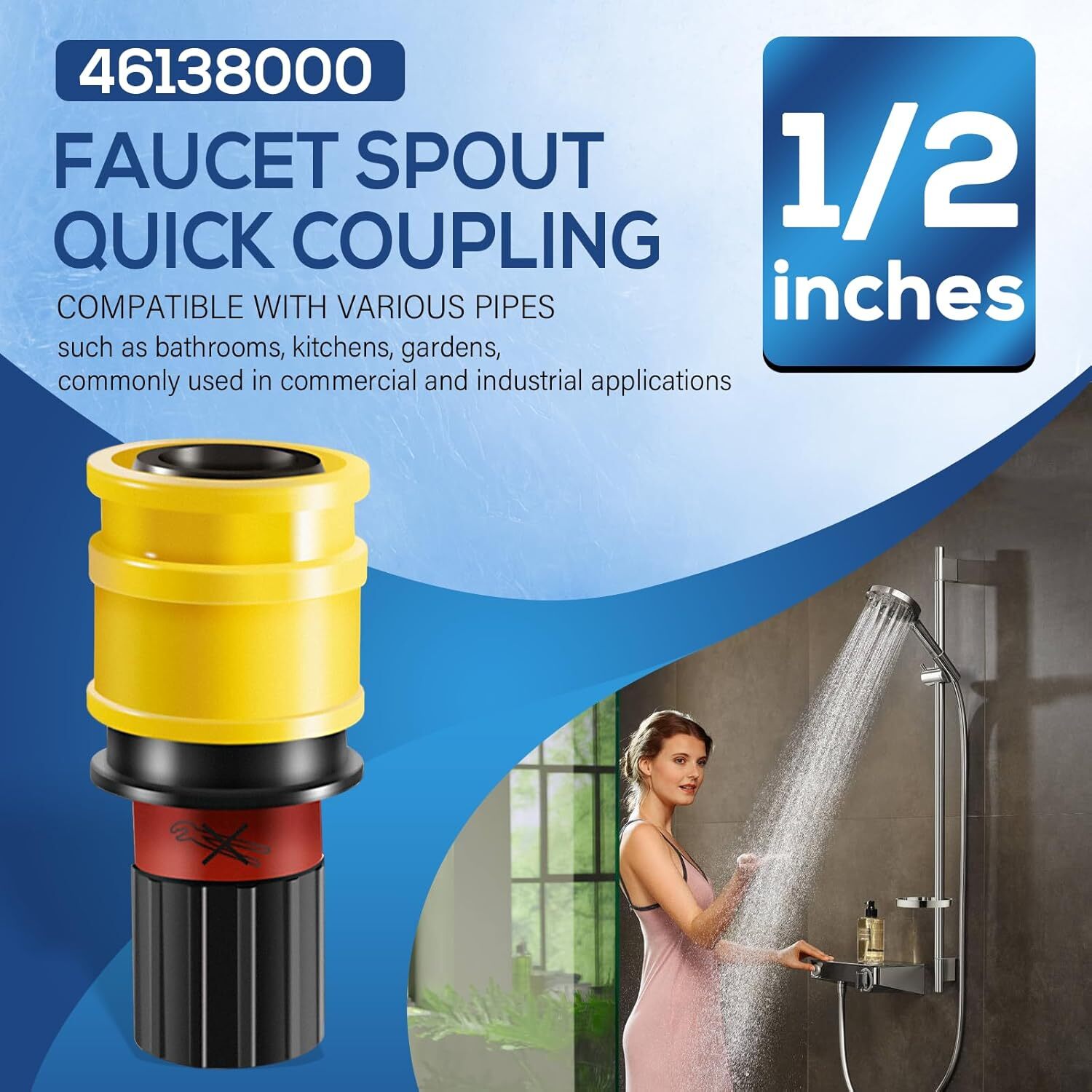 Replacement for Grohe 46138000 1/2 in. Quick Coupling Faucet Spout 2.2 GPM