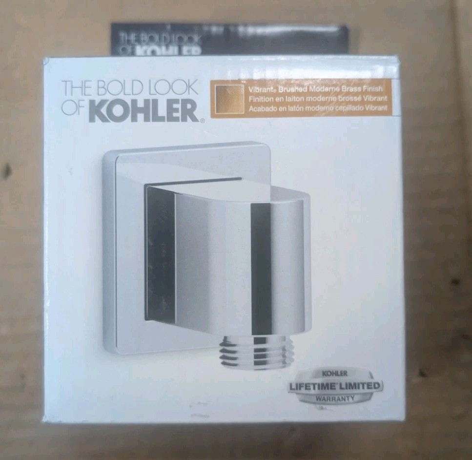 Kohler Awaken Wall-Mount Supply Elbow w/Check Valve Vibrant Brushed Modern Brass