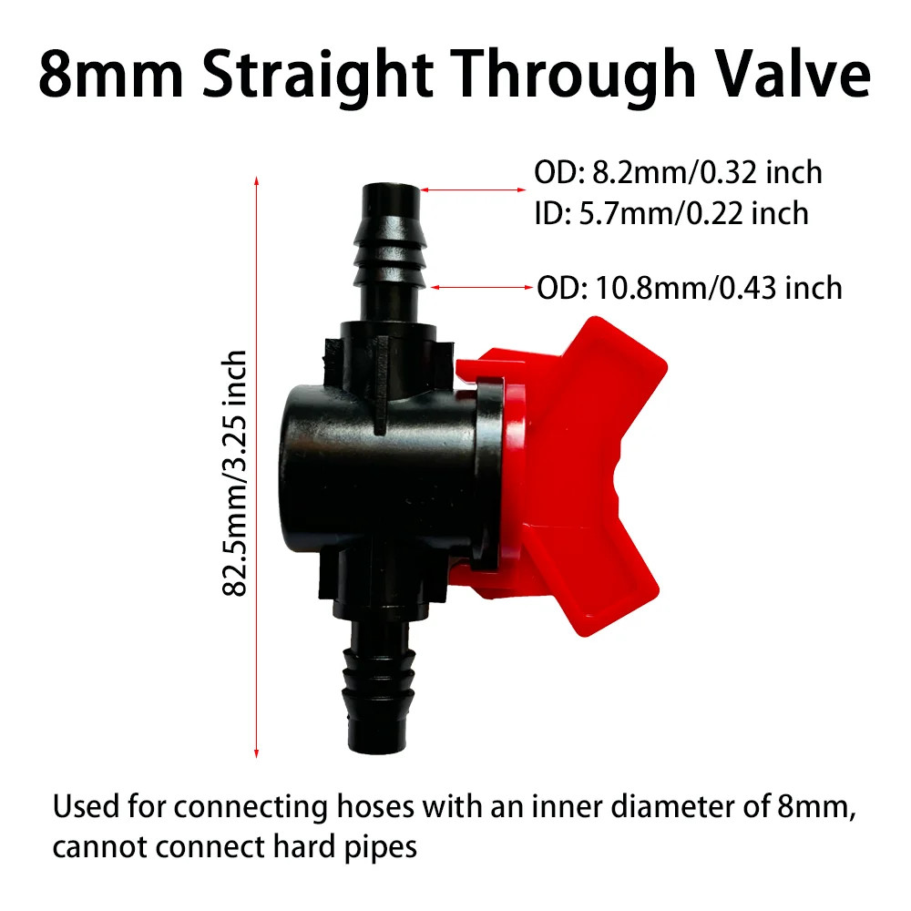 2Pcs Barbed Ball Valve Plastic Pagoda Straight through Shut-Off Switch Hose Conn